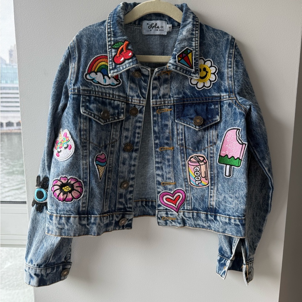 Lola Kids Denim All About The Patch Crop Denim Jacket